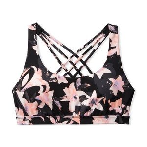 Victoria’s Secret strappy back sports bra. Black pink Lilly size small